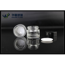 8ml Clear Cosmetic Jar Glass Black Caps Glassware